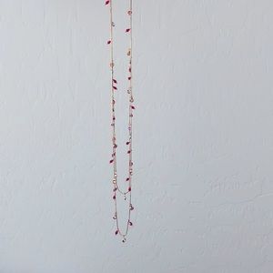 Kenneth Cole double strand necklace gold with red shades